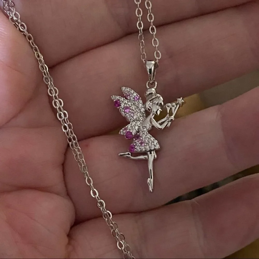 Tooth Fairy Sterling Silver Girls CZ Necklace
